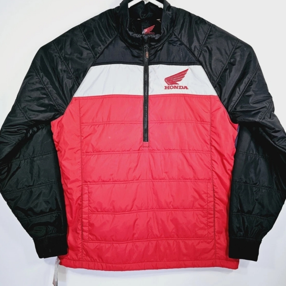 NWT Cutter & Buck Honda Racing Mens Large Jacket Puffer 1/4 Zip Packable